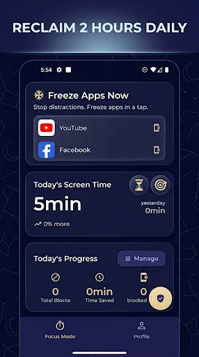 Freeze – App Lock & Blocker डाउनलोड करें – ध्यान केंद्रित करें और समय बचाएं - Screenshot 1