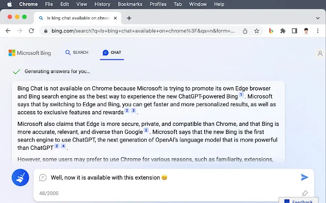 Bing Chat for All Browsers डाउनलोड करें – Chrome पर Bing AI का उपयोग करें - Screenshot 1