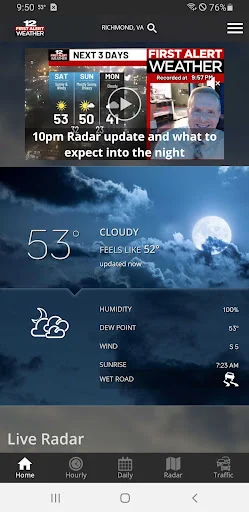 WWBT First Alert Weather डाउनलोड करें – सटीक मौसम अपडेट पाएं - Screenshot 1