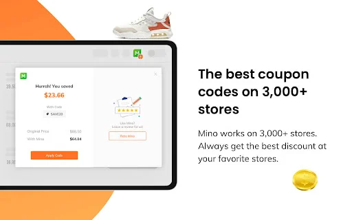 Mino: Automatic Coupons & Cash Back डाउनलोड करें – भारी बचत करें - Screenshot 3